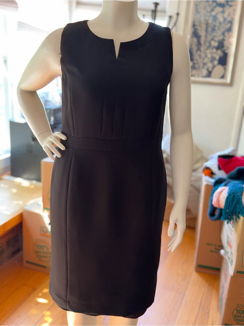 Vtg Jones Studio Classic Black Sleeveless Sheath Dress sz 12